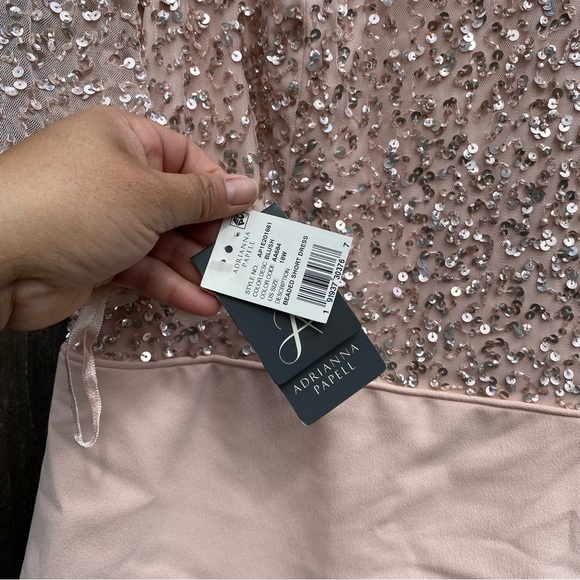 Adrianna Papell Women's Short Dress with Beaded Bodice and Layered - Picture 5 of 16